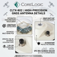 Antena Externa GNSS de Cuatro Sistemas CLTX-802, Precisión de Centro de Fase de ±2 mm, Antena GPS BeiDou GLONASS para Monitoreo Sísmico
