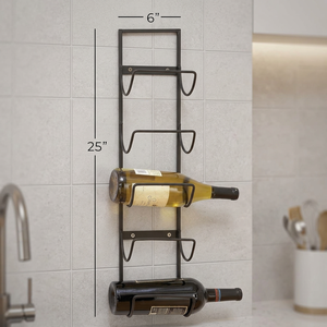 Porte-bouteilles mural en métal moderne, capacité 3 bouteilles, design minimaliste pour rangement et présentation de meubles de maison - Product Image 6