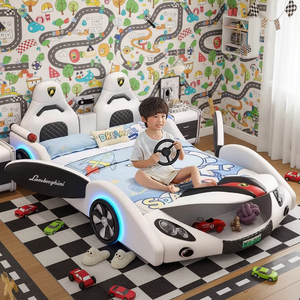 Futuristic <strong>Car</strong> Design Racing Guardrail Kids' <strong>Beds</strong> <strong>Single</strong> Children's <strong>Car</strong> <strong>Bed</strong> Home Furniture Bedroom Furniture for Boy Room LED - Product Image 2