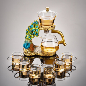 Vente en gros d'usine, nouveau service à thé en verre magnétique de luxe personnalisé, service à thé semi-automatique pour la maison et le bureau, ensemble de tasses et de théières - Product Image 1