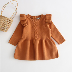 Abbigliamento autunno inverno bambino bambino bambino bambina vestito caldo a coste a maniche lunghe abiti a maglia principessa festa - Product Image 2