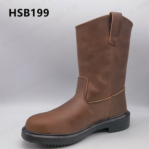 WCY-botas de seguridad para hombre y mujer, botas hasta la rodilla de cuero marrón de Caballo Loco, vaquero occidental con Vástago de acero - Product Image 1