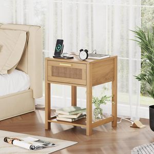 Tavolino in legno con cassetto portaoggetti e ripiano di apertura, comodino piccolo piccolo comodino - Product Image 3