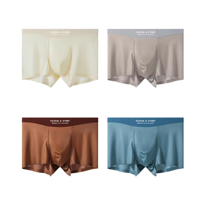 Fizzoqi & Story Men Satin Ice <b>Silk</b> Boxer Briefs Soft Breathable Comfortable Fashion Daily <b>Underwear</b> - Product Image 2