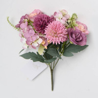 Bouquet de fleurs artificielles roses, marguerites et hortensias synthétiques blancs à 8 têtes, 31 cm, idéal pour centres de table, hôtels, boutiques, Noël, Pâques - Vente chaude