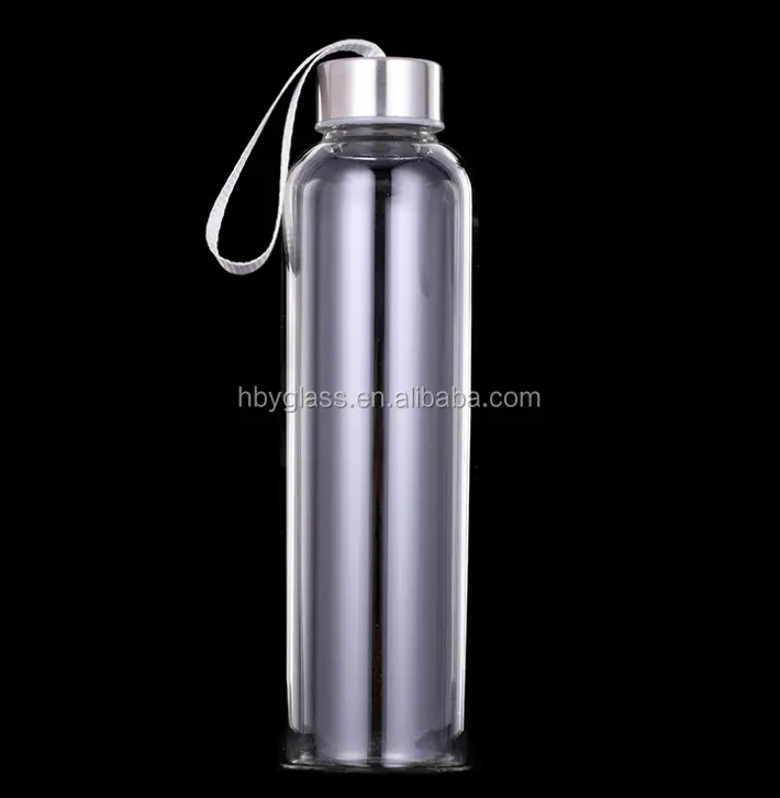 500ml Borosilicate Drink Water Bottle Hot Water Drinking Glass Bottle with Stainless steel lid