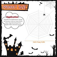 Jaring Laba-laba Bertekstur Kapas Halloween Luar Ruangan 3.2m 7 Gulungan Putih Palsu Menyeramkan Dekorasi Gantung Dinding Rumah Hantu
