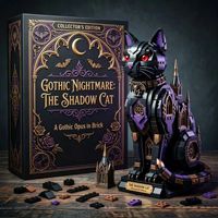 Gotische Schatten-Schwarze Katze 40-Teiliges Plastik-Baustein-Set DIY Spielzeug Montagemodell Halloween Dekorative Figur Kompatible Bausteine