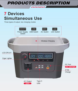 เครื่องกำเนิดไฟฟ้าพลังงานแสงอาทิตย์แบบพกพา สถานีไฟฟ้ากระแสสลับ/กระแสตรง ที่ชาร์จในรถยนต์ แบตเตอรี่ลิเธียมไอออนพลังงานแสงอาทิตย์ ตัวควบคุม MPPT ไฟฉาย สถานีไฟฟ้า - Product Image 4
