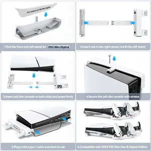 Base de Refrigeración Horizontal para Consola <span class=keywords><strong>PS5</strong></span> Slim, <span class=keywords><strong>Cargador</strong></span> de Controles para PlayStation 5 Slim Edición Disco y Digital - Product Image 4