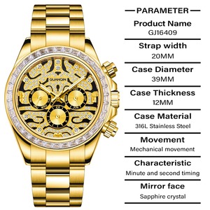Reloj Mecánico Automático Deportivo de Lujo para Hombre, 39 mm, Cristal de Zafiro, Resistente al Agua 3ATM, Acero Inoxidable, Cierre de Mariposa - Product Image 5