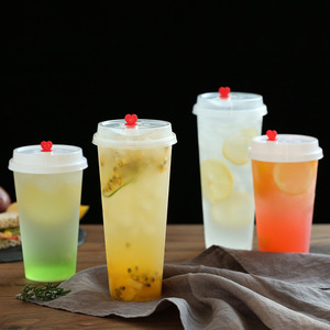 Gobelet jetable en plastique PP personnalisé avec couvercle, 16 oz, transparent ou givré, pour thé, café, fruits, lait, boissons, diamètre 90 mm - Product Image 6