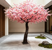 Pohon Bunga Sakura Buatan Paling Populer untuk Dekorasi Salon Kecantikan, Pohon Bunga Pink Modern, Tanaman Sutra Buatan
