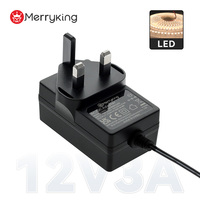 Adaptateur mural 12V 3A avec prise britannique 36W, entrée universelle pour bande lumineuse LED, enseigne LED, lampe de décoration
