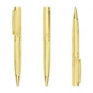 Stylo à bille de luxe rétro en métal noir de qualité supérieure, avec placage or rose et logo gravé au laser - Product Image 4