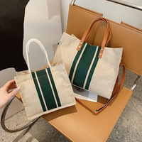Nouveau Sac Fourre-tout en Toile de Jute et Lin pour Femme, Grande Taille, Personnalisable avec Logo et Lettres, Couleurs au Choix, Idéal Plage et Shopping