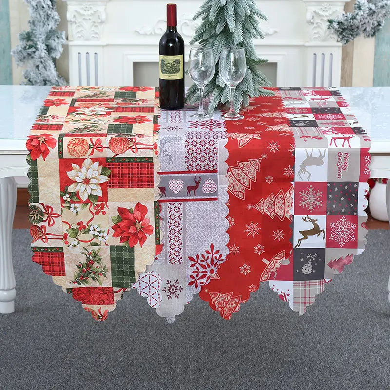 Factory Custom Cheap Christmas Table Runner Linen Long Tablecloth Runner Luxury Christmas Decor