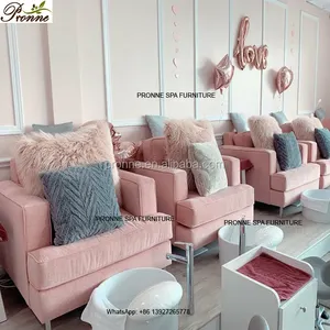 Pasokan Furnitur Harga Murah Kursi Pedikur Sofa Merah Muda dengan Pipa