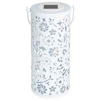 Lanterne solaire en verre blanc moderne et personnalisée, style montgolfière, motif floral découpé, cylindre suspendu, lumière LED IP65 pour jardin