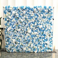 Backdrop Dinding Bunga 8x8 kaki, Panel Mawar Sutra Buatan, Dekorasi Pesta Pernikahan, Latar Belakang Photo Booth