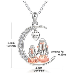 Collar con Colgante <span class=keywords><strong>de</strong></span> Luna y Corazón <span class=keywords><strong>de</strong></span> Aleación <span class=keywords><strong>de</strong></span> Zinc con Diamantes, Regalo <span class=keywords><strong>de</strong></span> Joyería para el Día <span class=keywords><strong>de</strong></span> la <span class=keywords><strong>Madre</strong></span>, Te Amo por Siempre, para Mamá e Hija - Product Image 3