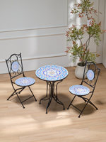 Ensemble table et chaises pliantes en fer forgé pour la décoration de la cour et du balcon