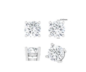 Premium White Gold 2CT Round Cut Moissanite <b>Men's</b> <b>Stud</b> <b>Earrings</b> Sparkling Durable Trendy Party Wedding Anniversary Gift Jewelry - Product Image 2