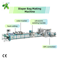 Machine de fabrication de sacs à couches numériques avec perforateur, suivi de couleur, soudage ultrasonique, poignée et correction EPC