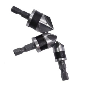 3 Flute Chamfering <b>Drill</b> <b>Bit</b> Hex Shank 82 Degree <b>Titanium</b> Plated Countersink Tool - Product Image 1