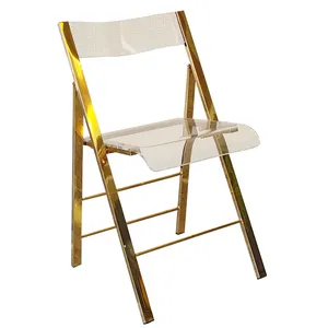 High Quality Golden White Metal Portable Folding Chairs For Events Chair For Wedding Banquet Party