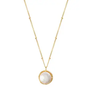 Elegant Fancy Vermeil Pearl Pedant 925 Sterling SIlver Necklace For Women