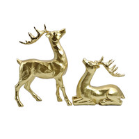 Décoration de salon, statue de cerf vintage en bois, artisanat en résine, décoration de renne, décoration de table en résine de cerf