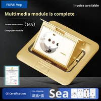 Prise de courant escamotable Fupai 16A norme britannique pour ordinateur, panneau en laiton, connectivité NFC, IP20 européen, 110-250V