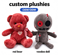 Peluche personnalisée Ours Rouge et Poupée Vaudou, Jouet en Peluche Doux, Peluches Horreur, OEM ODM, Logo Personnalisé
