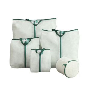 Bolsa de lavandería de malla de algodón orgánico duradero de 5 piezas, bolsa de lavandería exquisita de malla transpirable con cremallera resistente - Product Image 1