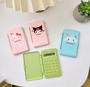 XUX Mini portátil Kuromi Melody calculadora estudiante práctica contando calculadora plegada para papelería escuela u oficina