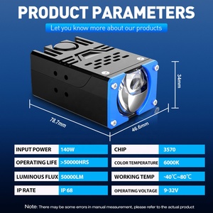 Xenplus LM40B DC9~32V 140W Phare LED pour <span class=keywords><strong>moto</strong></span> 6000K Projecteur Loupe Spot pour voitures Tout-terrain Ampoule LED antibrouillard - Product Image 6