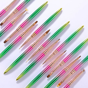 Lot de 15 pinceaux à ongles en métal arc-en-ciel, poils en nylon, multifonctionnels, plats, ovales, angulaires, pour gel acrylique 3D, salon et manucure DIY - Product Image 3
