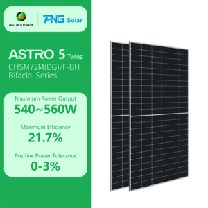 Original Astronergy แผงเซลล์แสงอาทิตย์แบบสองหน้าโมดูล 540W 545W 550W 555W Bifacial แก้วคู่ครึ่งเซลล์เชิงพาณิชย์ - Product Image 1