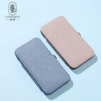 Ensemble de coupe-ongles Longhui 18 pièces en denim bleu, kit de manucure complet, outil de soin des ongles complet avec lames en acier au carbone et manche en acier