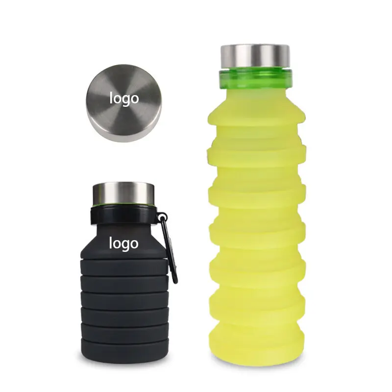 Outdoor Sports Silikon zusammen klappbare faltbare Wasser flasche mit benutzer definiertem Logo