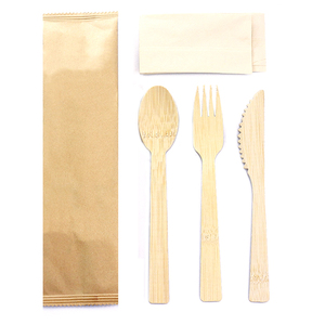 Ensemble de couverts jetables en bambou écologiques de haute qualité Newell avec design classique, sac de voyage pour le camping, cuillère, fourchette - Product Image 4