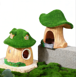 어항 장식용 레진 수족관 장식 액세서리 버섯 모양 집 물고기 은신처 - Product Image 1