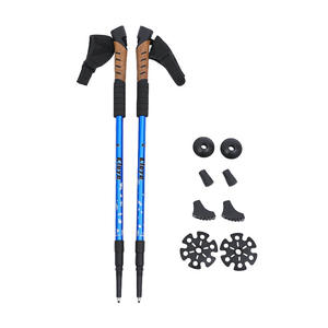 Bâtons de randonnée Cleya en alliage d'aluminium, 3 sections, légers, avec poignée en liège et embouts pour la neige, pour la marche en plein air - Product Image 1