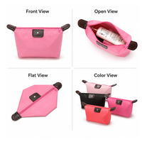 Pochette cosmétique en gaze à bulles avec logo personnalisé, sac de toilette à main, sac de rangement cosmétique brodé à rayures et à carreaux pour filles