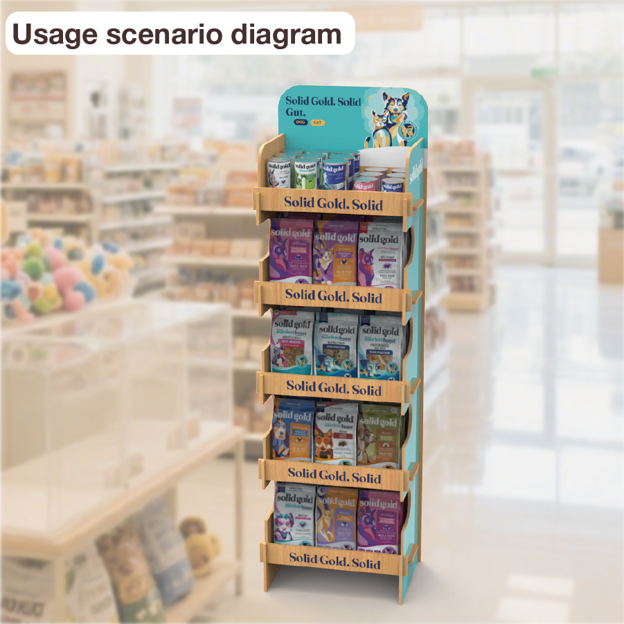 Customized Plywood Laminate Foldable Multi-Tier Modern Pet Food Display Stand for Supermarkets — view 6