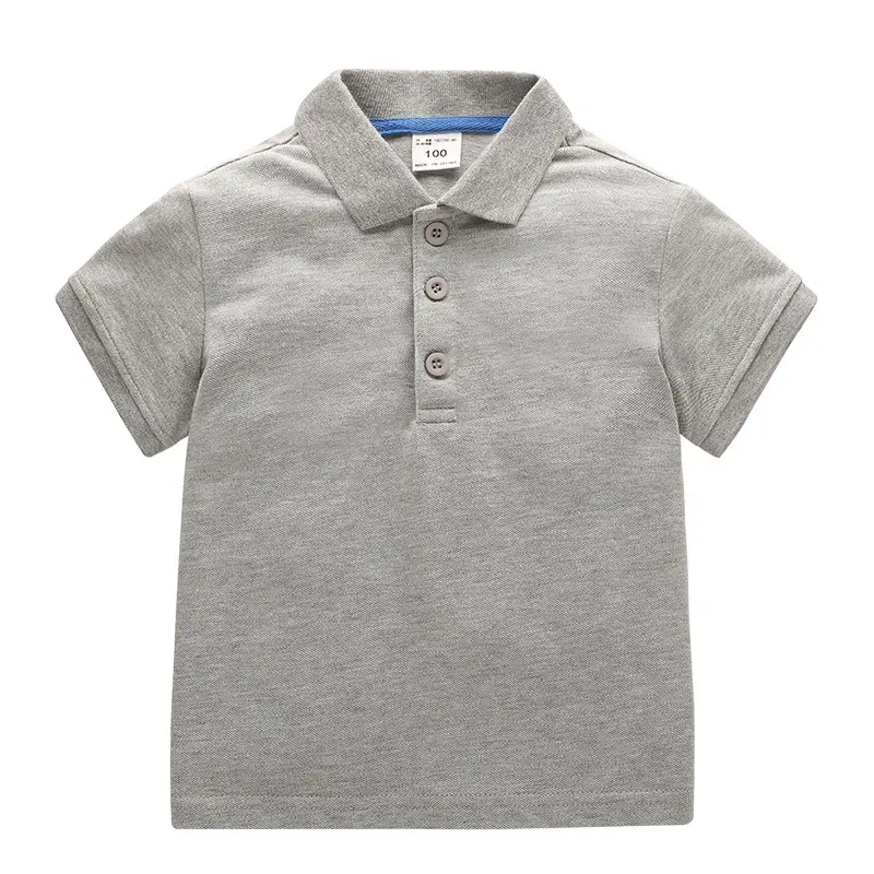 Wholesale Cotton High Quality Summer Children's Short Sleeve Shirts Pique Solid Color Custom Logo Kids Polo Shirt