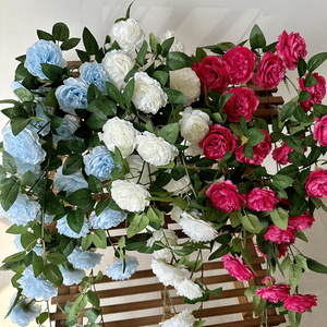 Guirlande de fleurs de pivoine artificielles Meiliyang 120cm, fleurs en soie à suspendre au mur pour la décoration intérieure et les accessoires de photographie - Product Image 2