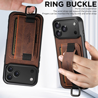 Coque de téléphone SUTENI pour iPhone 18 Pro Max avec dragonne, anneau de fixation, porte-cartes et support, en similicuir texture litchi, compatible 17 16Plus 15 14 13