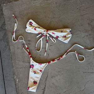 Seksi kadın Thongs Bikini seti 2026 bel logosu ile 2 parça balenli bandaj Bandeau mayo Beachwear için - Product Image 2